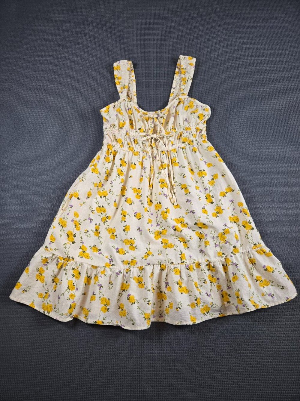 Sim & Sam Boho Sundress Cream Yellow Floral M